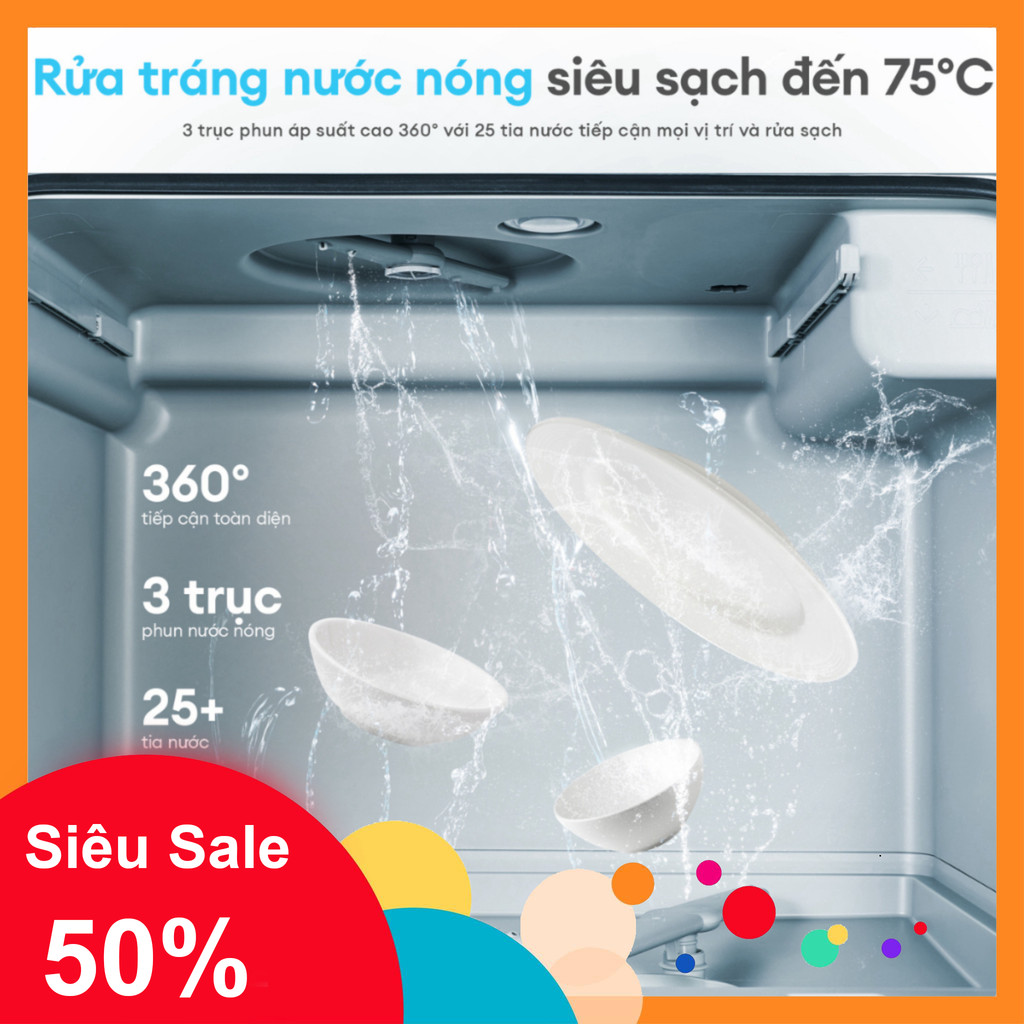 nhắn shop nhận voucher_ Máy rửa chén bát để bàn KOCHI C500  Sức chứa 6 bộ  Không cần lắp đặt  5+1 ch