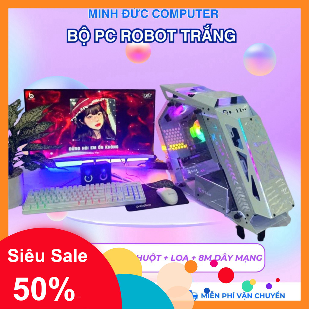nhắn shop nhận voucher_ Bộ PC Gaming XSTAR i5 i7 ssd 256g gtx 750ti 1060 Màu Trắng Đen có đèn led RG