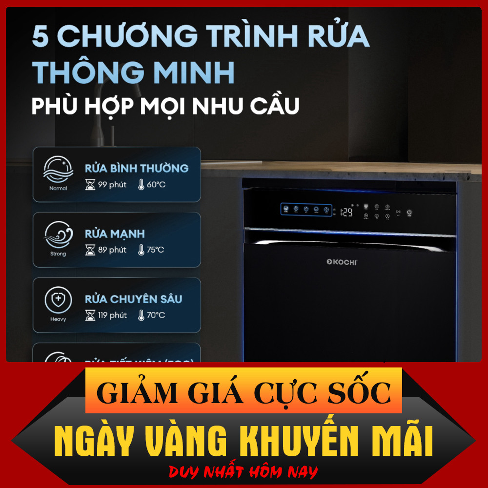 ib đặt hàng_ [Free lắp đặt] Máy rửa chén bát 16 bộ KOCHI S600  5 trục phun áp suất cao  Rửa AI   Sấy