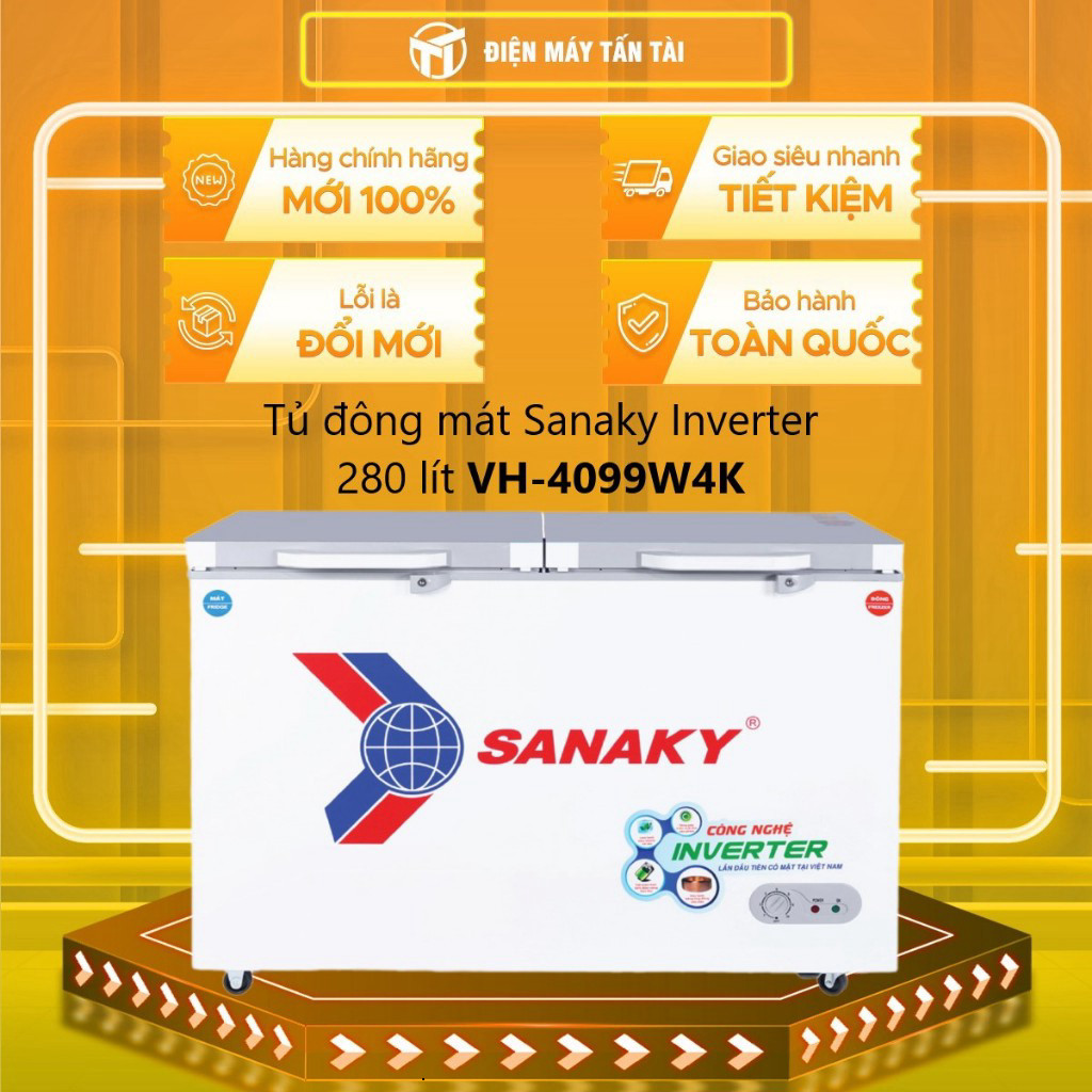 [ (HCM) - VH-4099W4K - Tủ đông mát Sanaky Inverter 280 lít VH-4099W4K2 ngăn 2 cửa - giao hàng miễn p