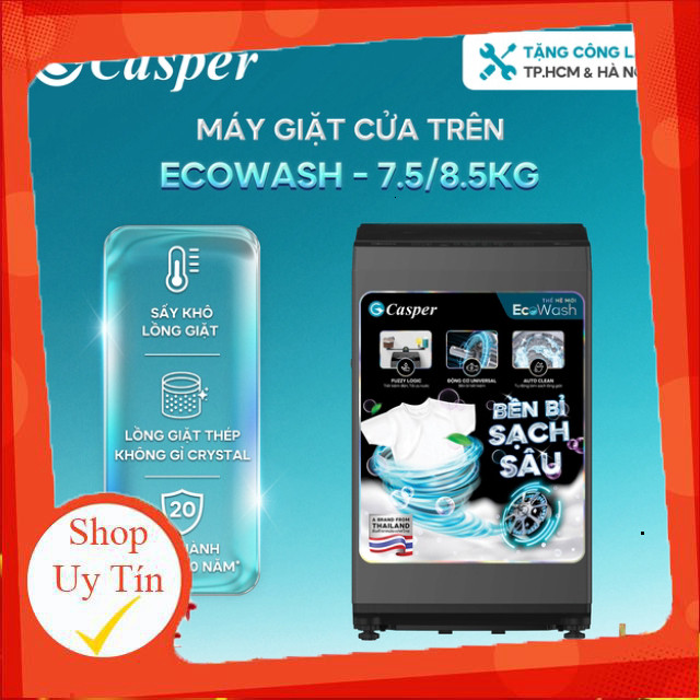 ( Máy giặt cửa trên Casper 7.5/ 8.5/ 10KG EcoWash WT-75NG1/ WT-85NG1/ WT-E10NGR21 )