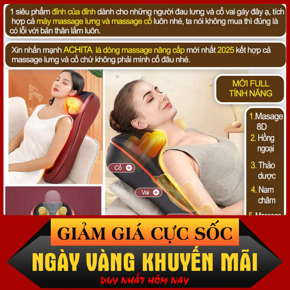 ib đặt hàng_ Máy massage lưng và cột sống ACHITA [M24] giúp thư giãn, giảm đau mỏi, bảo hành 12 thán