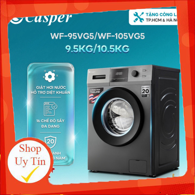 ( Máy giặt cửa ngang Casper Inverter 9.5KG / 10.5KG - WF-95VG5 / WF-105VG5 - Chính hãng )