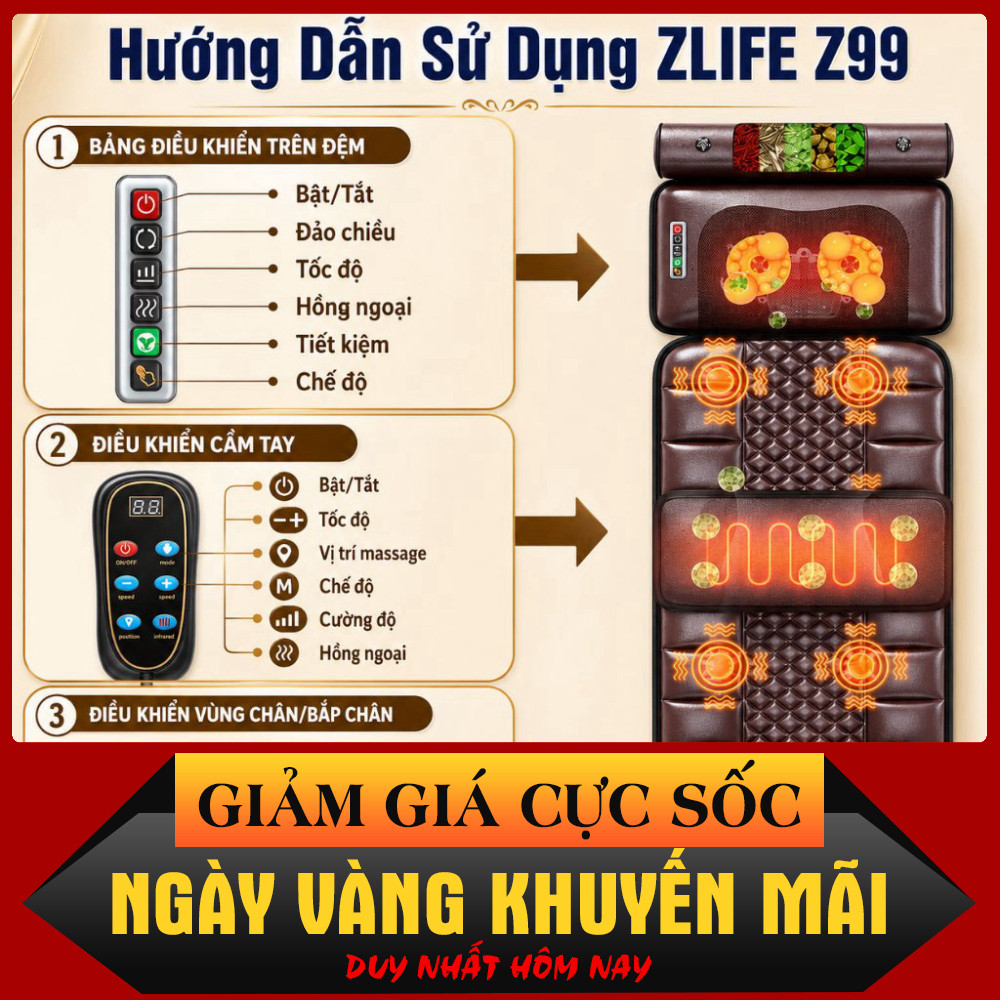 ib đặt hàng_ [CHUẨN ZLIFE  THÊU LOGO] Đệm Ghế Massage Toàn Thân Chính Hãng ZLIFE Z24 Z30 Z99 Z120 Z1