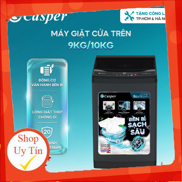 ( Máy giặt cửa trên Casper 9KG/ 10KG Đen/ Ghi - WT-9NB3 | WT-10NB3 | WT-E10NGR21 | WT-E9NGR21 )