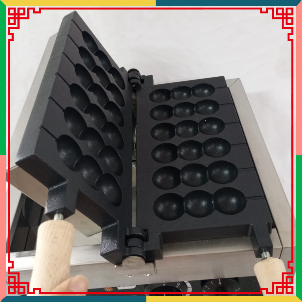 Máy Làm Bánh Hồ Lô 3 Xiên Octopus Balls Grill Pan Thép Không Gỉ Waffle Maker Electric 1500W 220V EU 