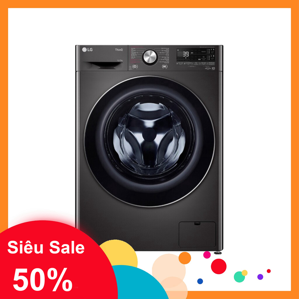 nhắn shop nhận voucher_ Máy giặt sấy cửa trước LG FV1412H3BA 12/7kg _miễn phí ship