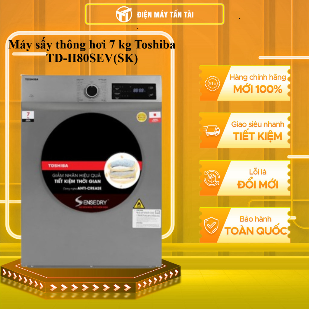 [ (TOÀN QUỐC) - TD-H80SEV(SK) / TD-H80SEV(WK) - Máy Sấy Thông Hơi 7.0Kg Toshiba TD-H80SEV(WK) ]
