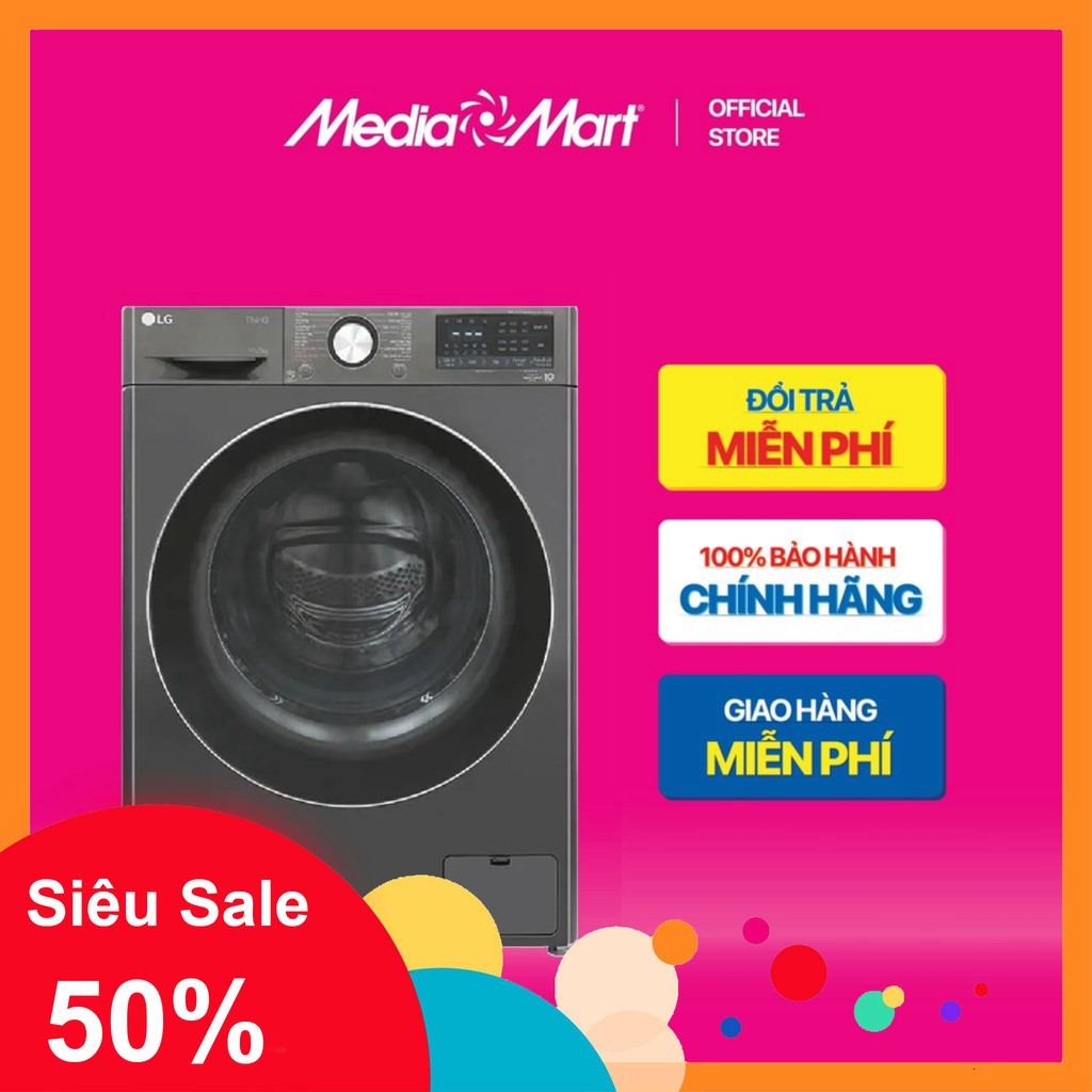 nhắn shop nhận voucher_ Máy giặt sấy LG Inverter giặt 11 kg  sấy 7 kg FV1411D4B Bảo hành Chính hãng.