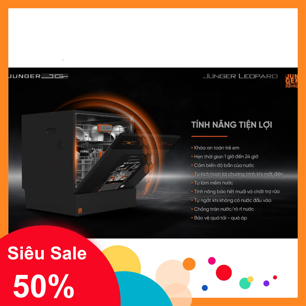 nhắn shop nhận voucher_ Máy Rửa Bát Junger Leopard DWJ136VG – Dung Tích 1213 Bộ – Công Nghệ Super AI