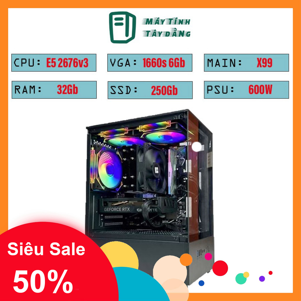 nhắn shop nhận voucher_ PC GAMING CPU Intel Xeon E5 2676 V3 RAM 32GB SSD 256GB VGA RX 550 4GB _miễn 