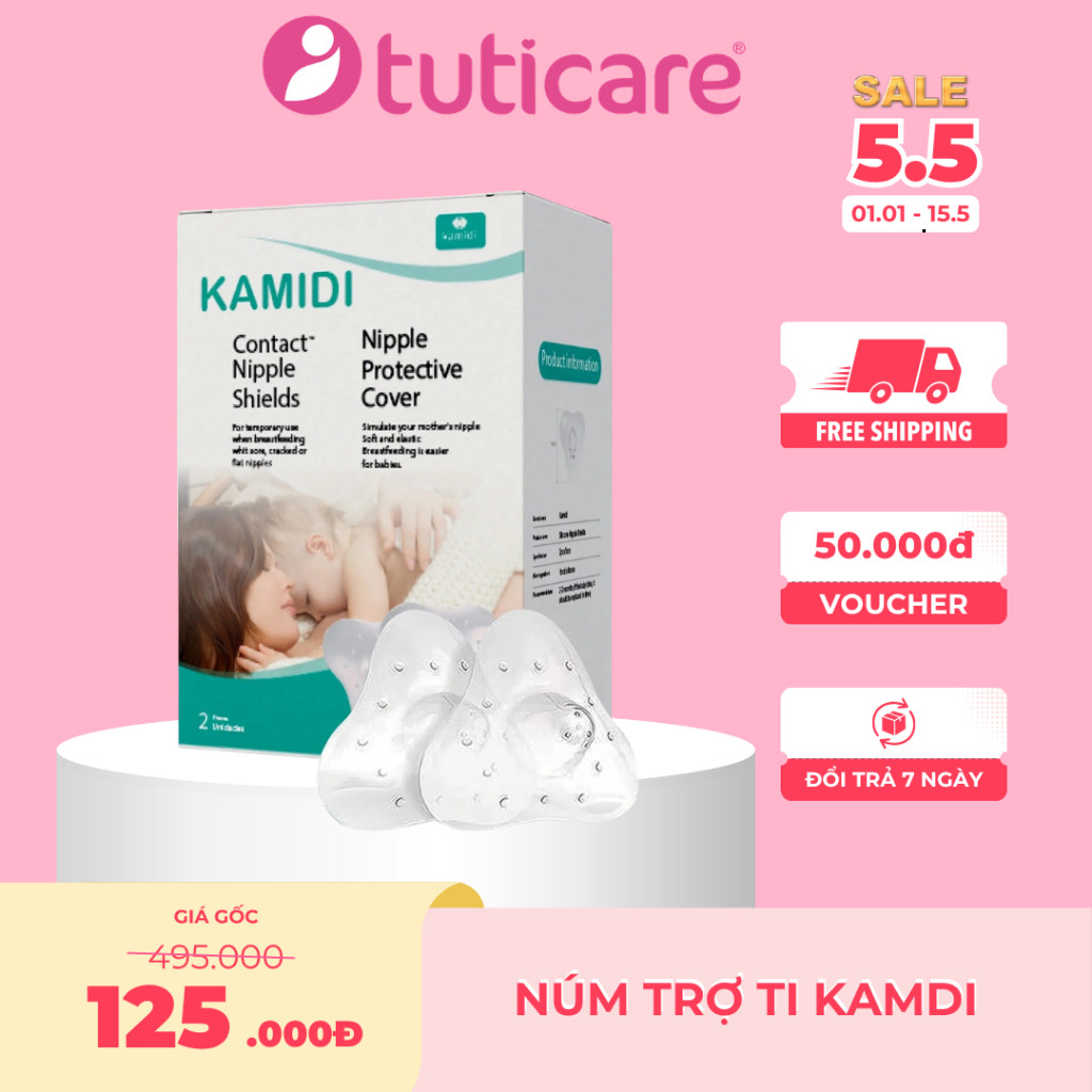 Núm Trợ Ti kamidi Chất Liệu Silicon Co Dãn Mềm Mại Bảo Vệ Đầu Ngực Cho Mẹ