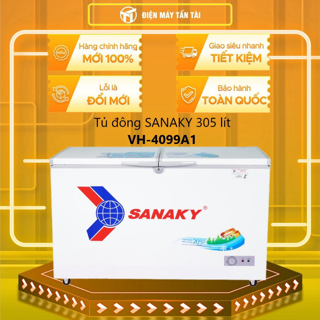 [ (HCM) - VH-4099A1 - Tủ đông SANAKY 305 lít VH-4099A1 - 1 NGĂN đông, DÀN LẠNH ĐỒNG, MIỄN PHÍ GIAO H