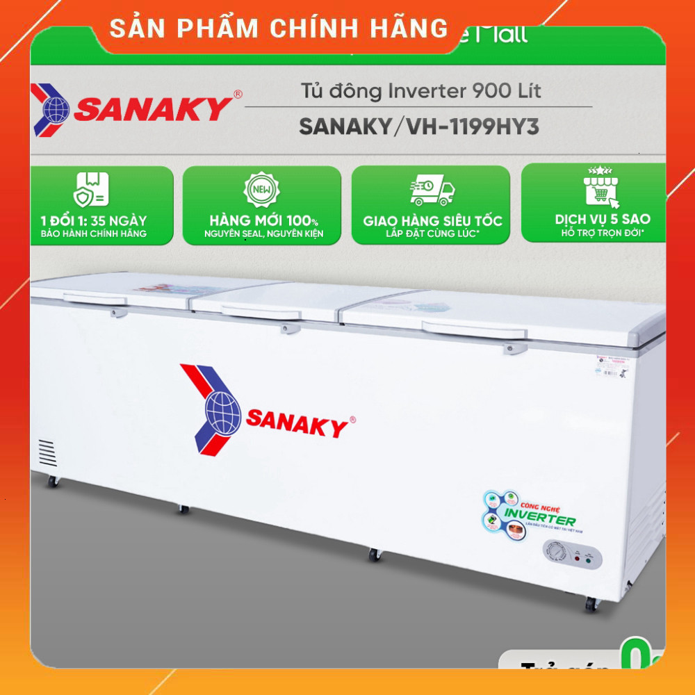 Sale Tủ Đông Sanaky Inverter 900 Lít VH-1199HY3 Bảo Đảm Hương Thơm Sống Kín Miễn phí lắp đặt.