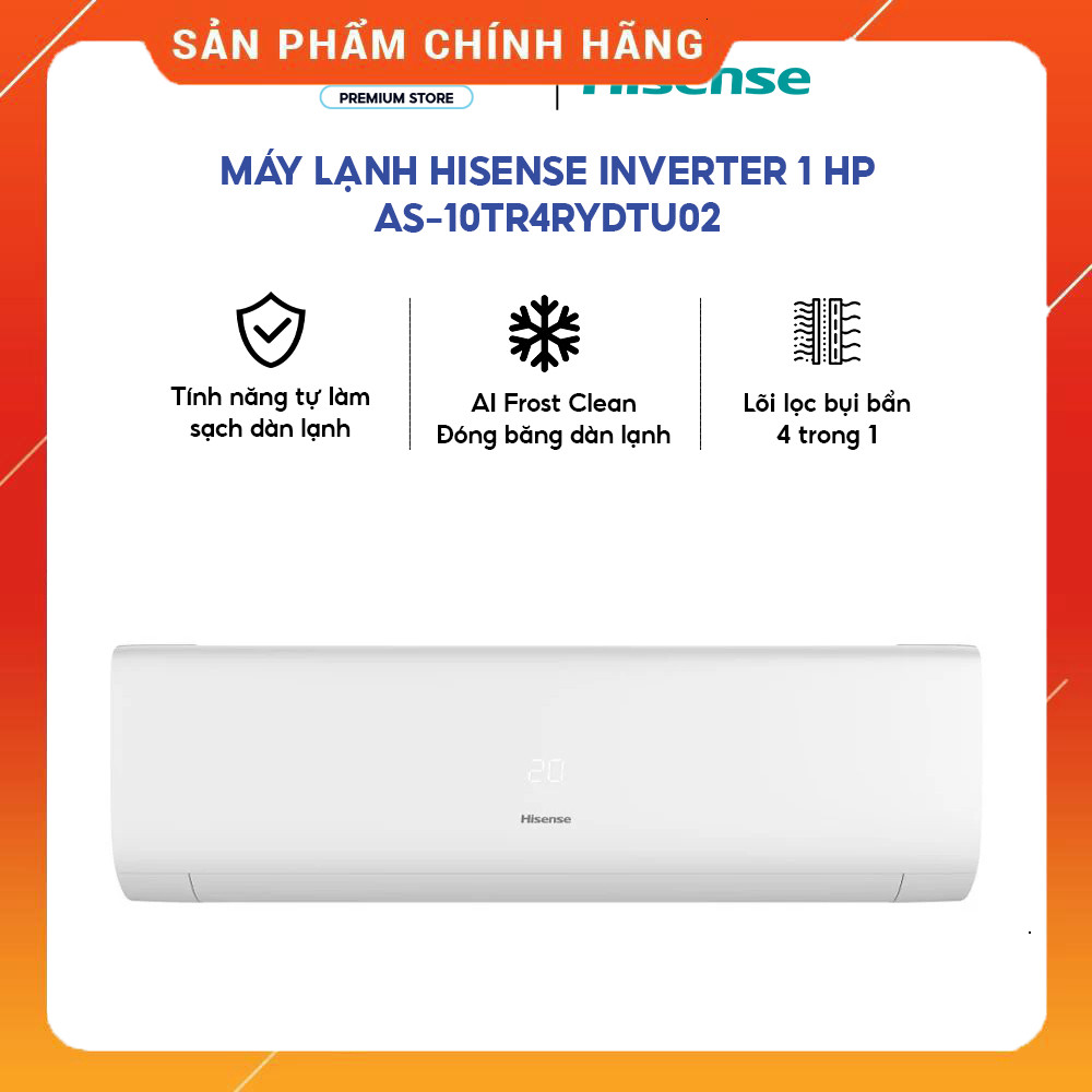 Sale Điều hòa Hisense Inverter 1HP AS-10TR4RYDTU02 9200BTU Lọc 4 Điều Hoà Nhanh Cho Phòng Dưới 15m² 