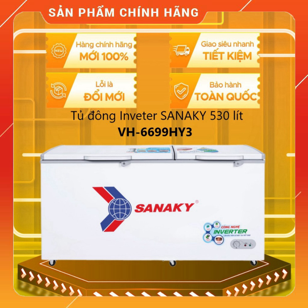 Sale Tủ Đông Inverter Sanaky 530L 6699HY3 1 Ngăn 2 Cánh Tiết Kiệm Điện Miễn phí lắp đặt.