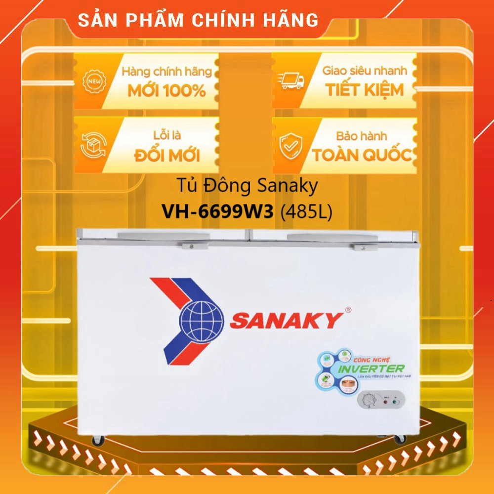 Sale Tủ Đông Inverter Sanaky VH-6699W3 485 Lít 2 Ngăn Đa Chức Năng Đóng Tủ Vào Nhiệt Sữa Cực Tiết Ki