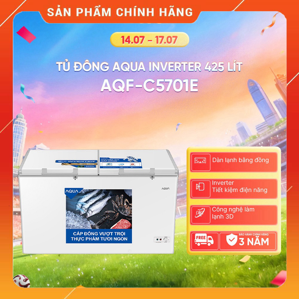 Sale Tủ Đông Aqua 425 lít Dầu InverterAQF-C5701E Chính Hãng Tủ đông Aqua dùng để bảo quản thực phẩm 
