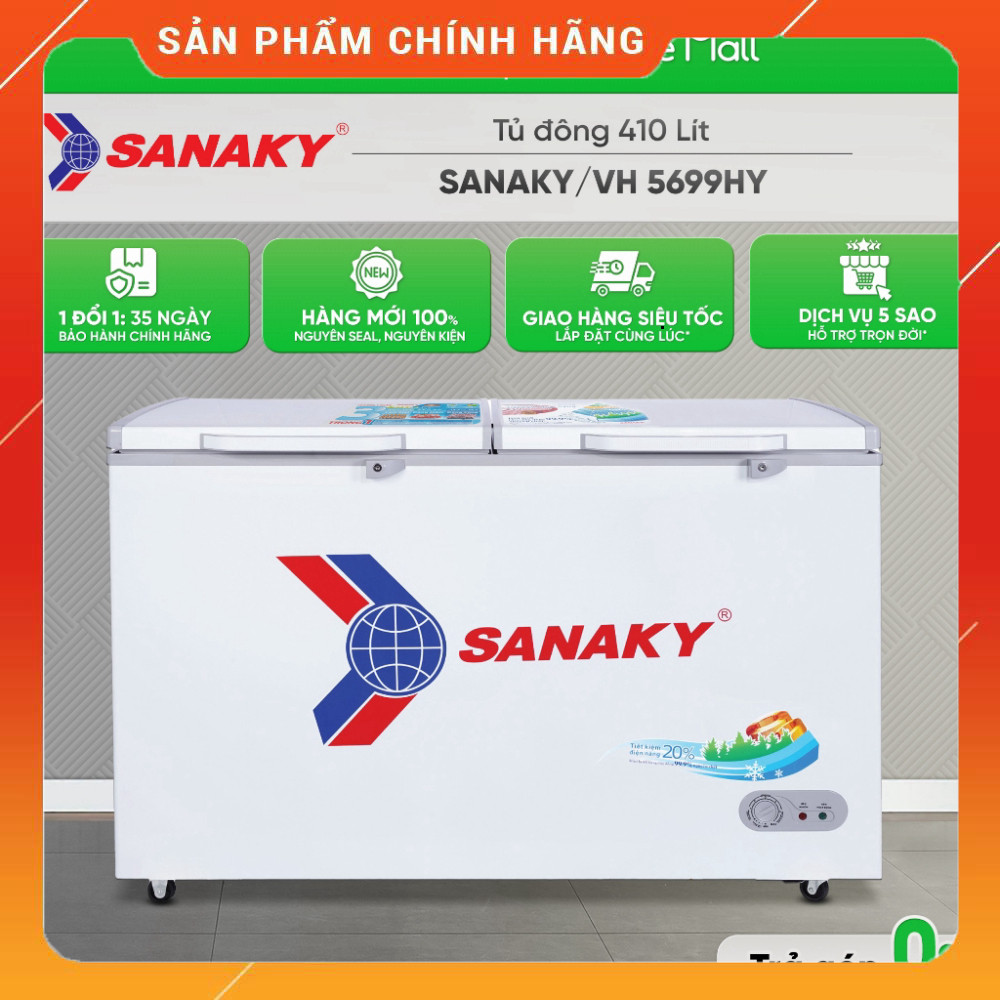 Sale Tủ Đông Sanaky 410L 1 Ngăn VH-5699HY Tích Hợp Cảm Biến Nhiệt Bảo Hạn 2 Năm Miễn phí lắp đặt.