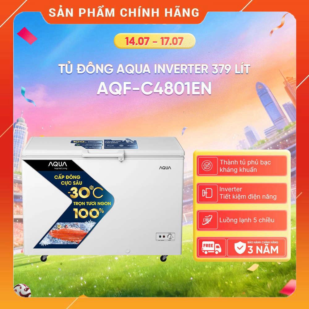 Sale Tủ đông Aqua 379 Lít Inverter AQF-C4801EN Chất Lượng Cao Tốt Cho Gia Đình Miễn phí lắp đặt.