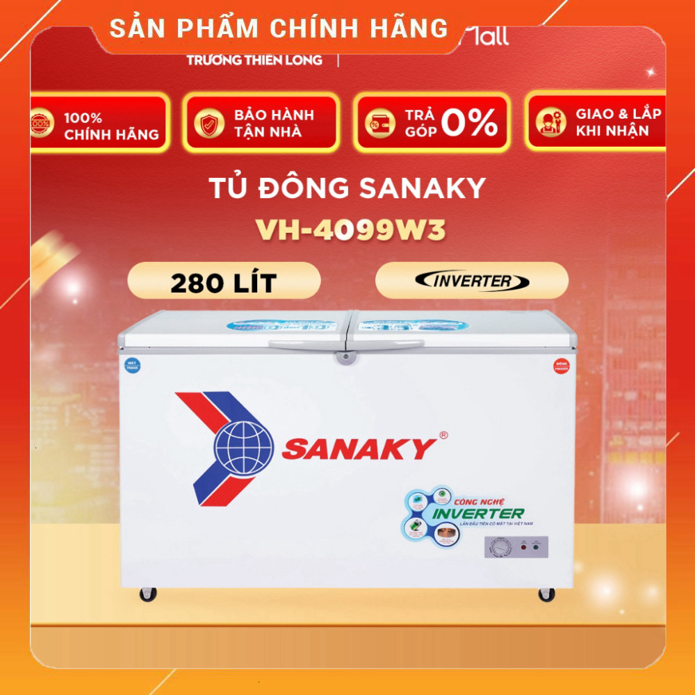 Sale Tủ Đông Sanaky VH-4099W3 280 Lít Toàn Quốc Dung Tích Lớn Chất Lượng Cao Miễn phí lắp đặt.