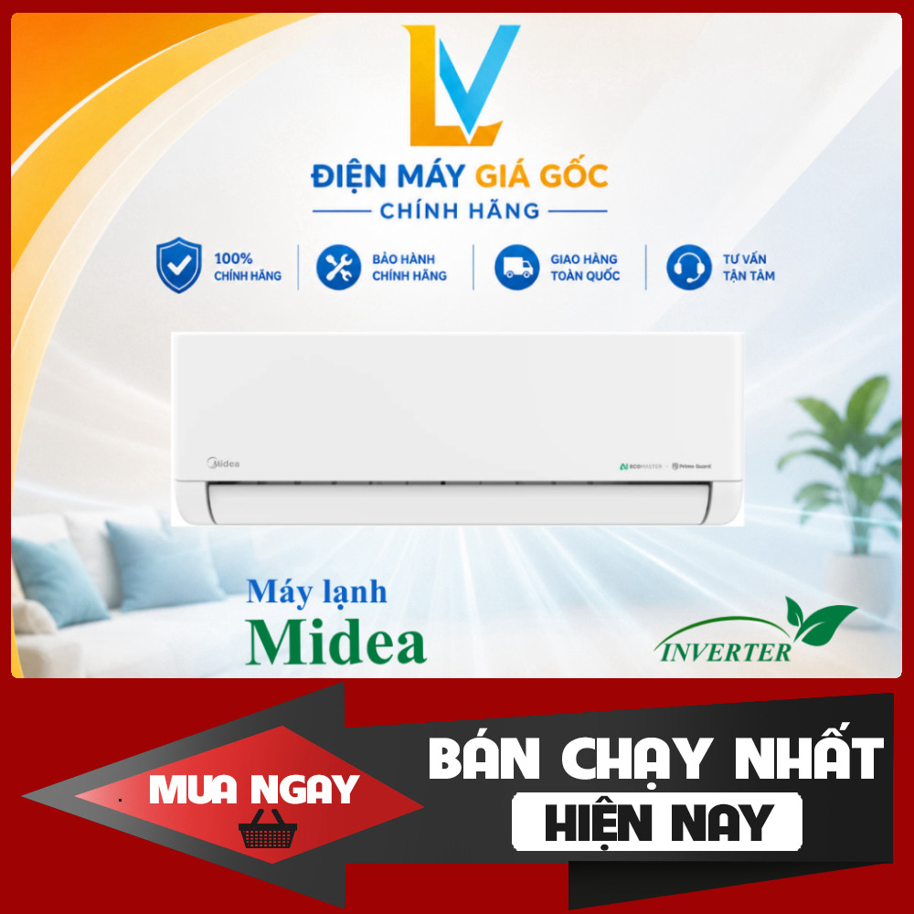 Máy lạnh Midea Inverter 1.5HP Xuất xứ Thái Lan MSAGA-13CRDN8 Tiết kiệm Điện Mát Õ