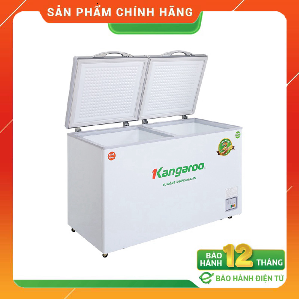 Sale Tủ Đông KANGAROO 327L KG498KX2 2 Ngăn 2 Cánh Màu Inox Không Kính Miễn phí lắp đặt.