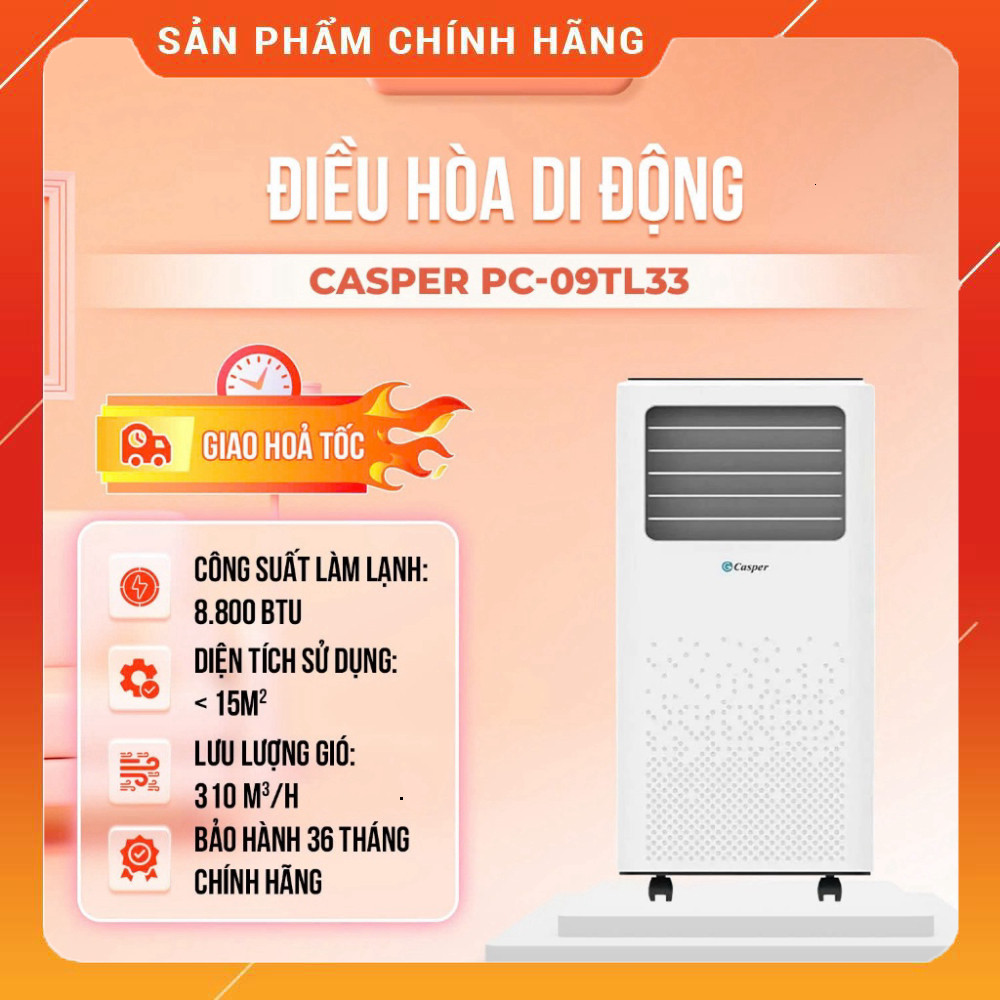 Sale Máy Lạnh Di Động 1 Chiều 1HP PC-09TL33 Chính Hãng Bảo Hành 3 Năm Chuyên làm mát không khí nhỏ p