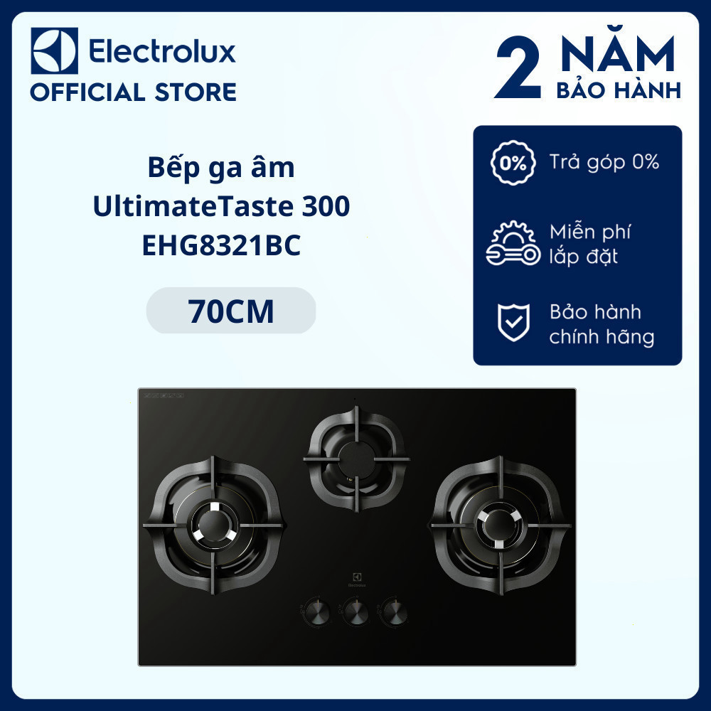 ( Bếp ga âm 80cm Electrolux UltimateTaste 300 3 vùng nấu-EHG8321BC Tiết kiệm năng lượng )