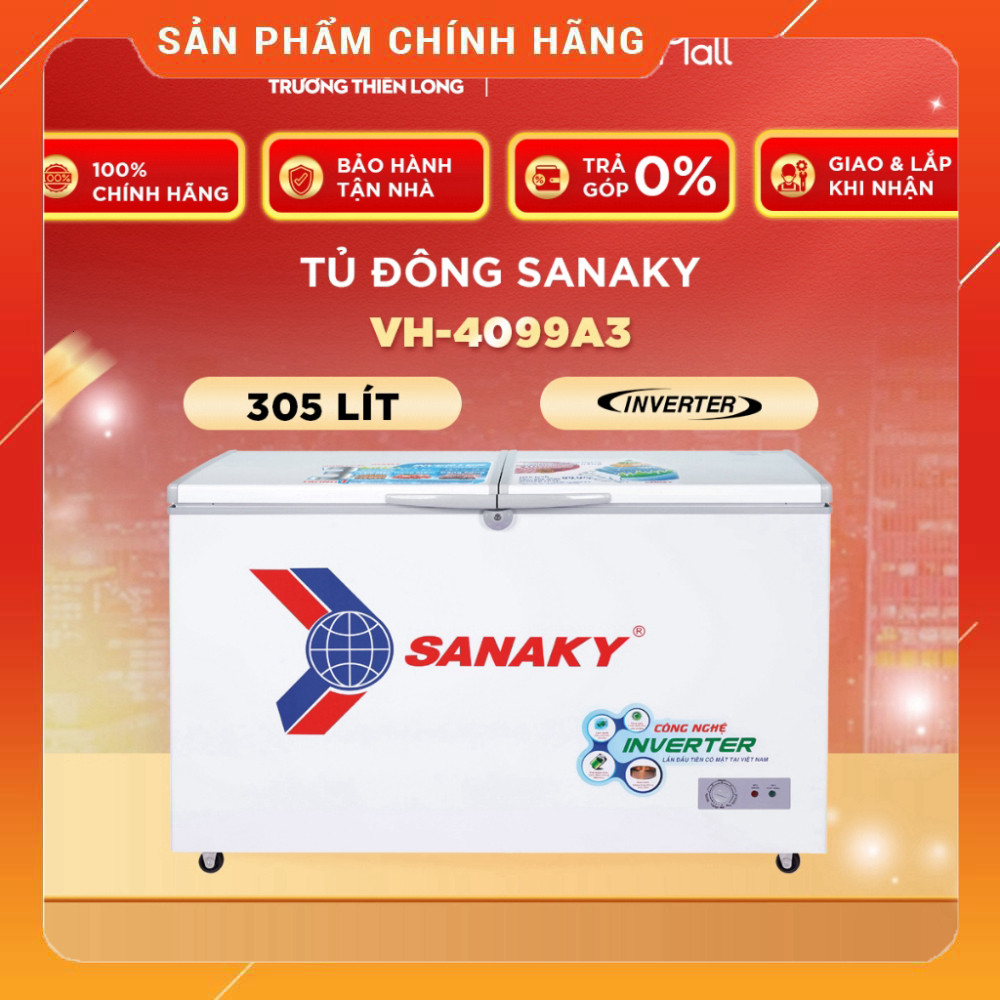 Sale Tủ Đông Inverter Sanaky VH-4099A3 305 Lít Tiết Kiệm Điện Chuyên Dùng Tủ Đông Gia Dụng Miễn phí 
