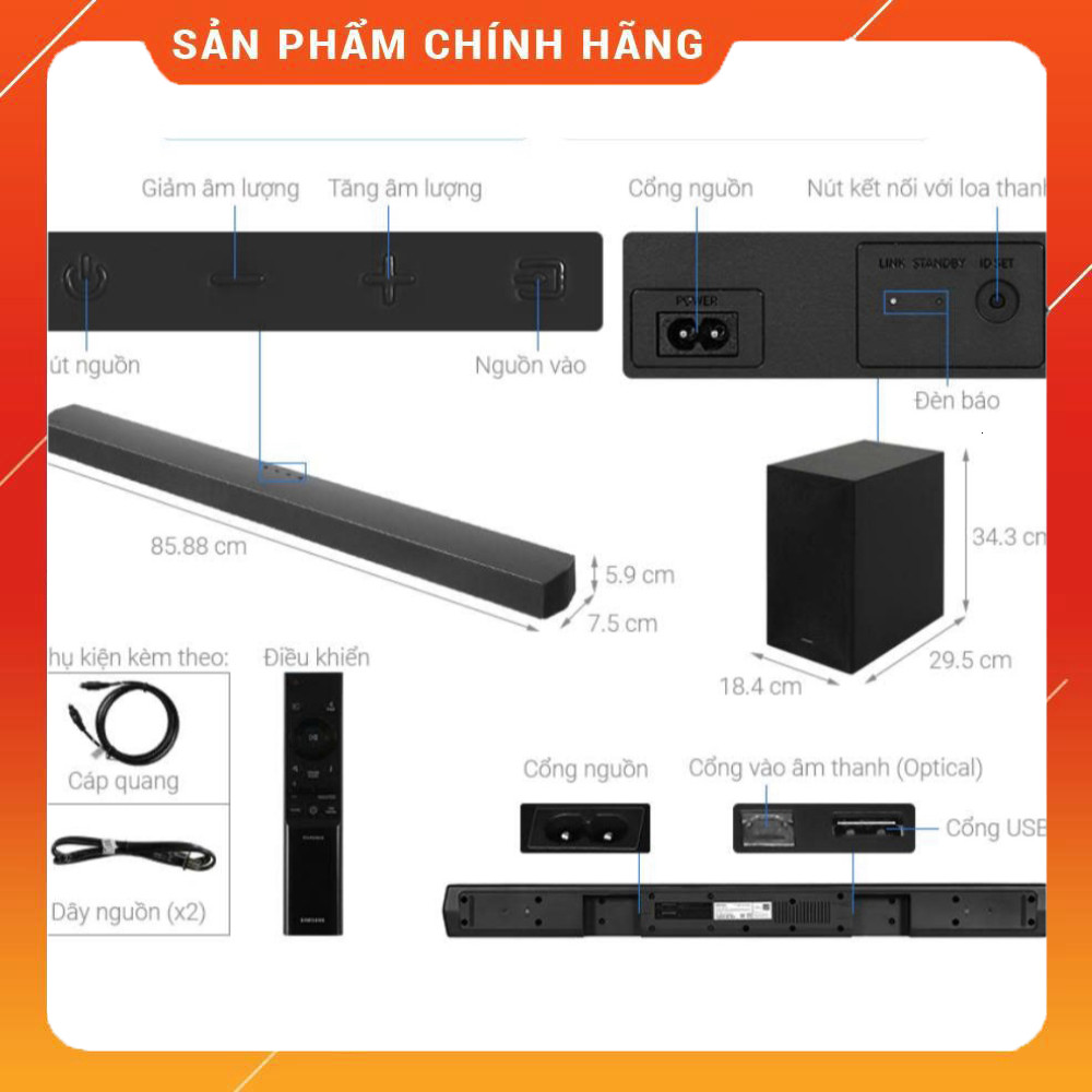 Sale Âm Thanh Loa HIFI Samsung HW-C450/XV 300W - Công Suất Lớn 3 Loa Description: Đảm bảo âm thanh s