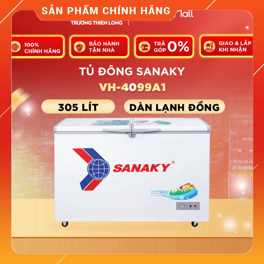 Sale Tủ Đông SANAKY 305L VH-4099A1 2 Khay Chất Lượng Bảo Hành 24 Tháng Miễn phí lắp đặt.