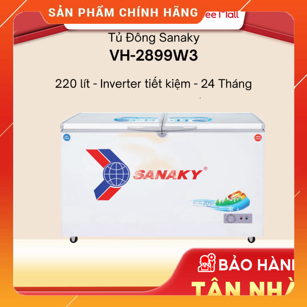 Sale Tủ Đông Sanaky Inverter 220L VH-2899W3 Khả Năng Hồi Lạnh Sạch Siêng Cho Gia Đình Miễn phí lắp đ