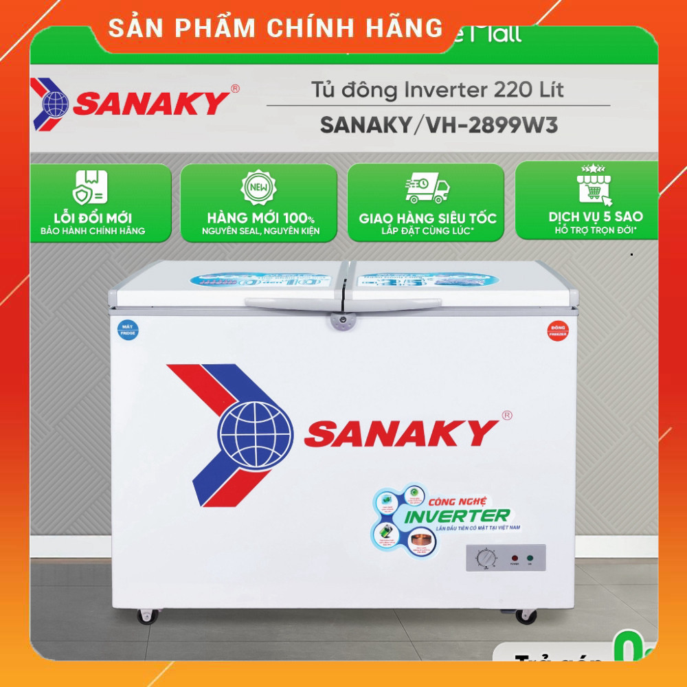 Sale Tủ Đông Sanaky Inverter 220 Lít VH-2899W3 Giữ Nhiệt Uy Tín Toàn Quốc Miễn phí lắp đặt.