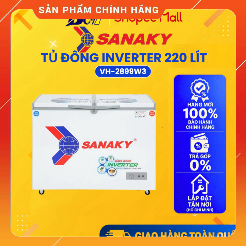 Sale Tủ Đông Sanaky Inverter 220 Lít VH-2899W3 Chính Hãng Bảo Hành 24 Tháng Miễn phí lắp đặt.