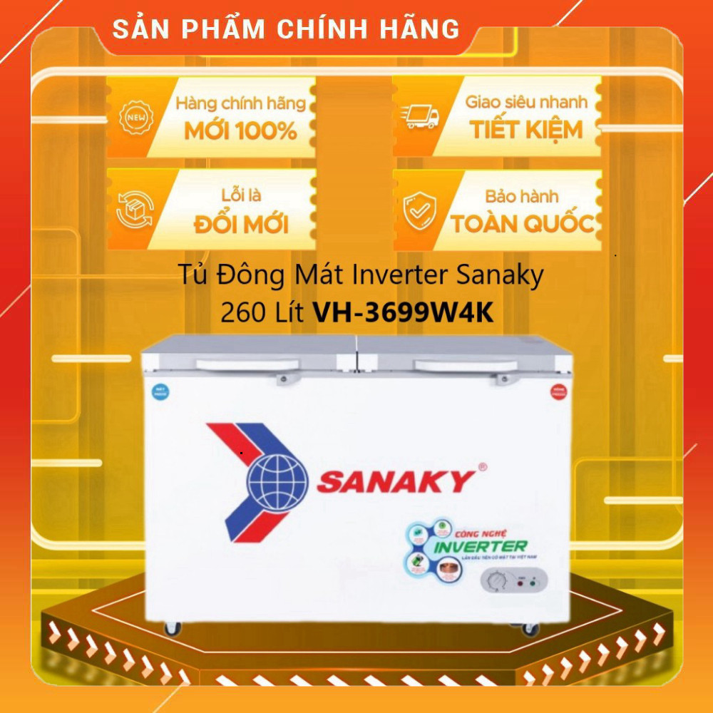 Sale Thiết Bị Điện Gia Dụng - Tủ Đông Inverter Sanaky 260L VH-3699W4K - Kính Cường Lực Mát Mịn Chill