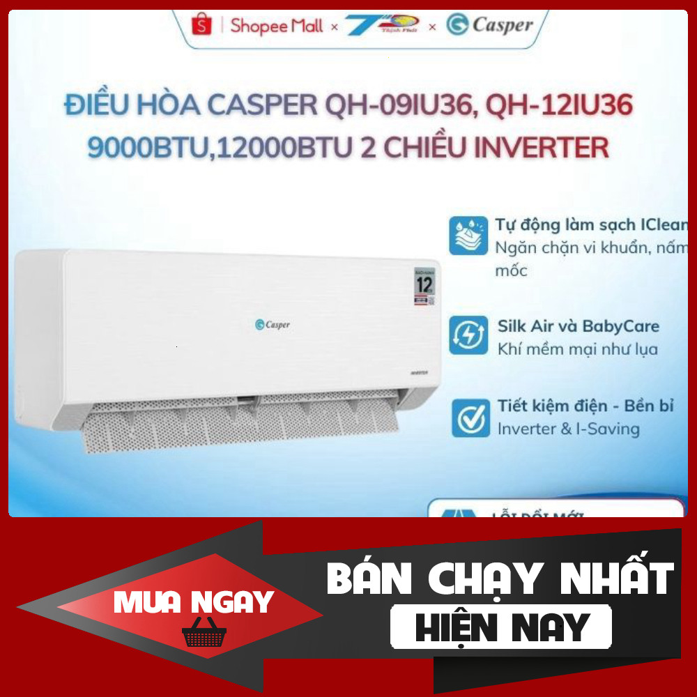 Điều hòa 2 Chiều CASPER QH-09IU36, QH-12IU36 9000,12000 BTU Inverter Tiết Kiệm Điện