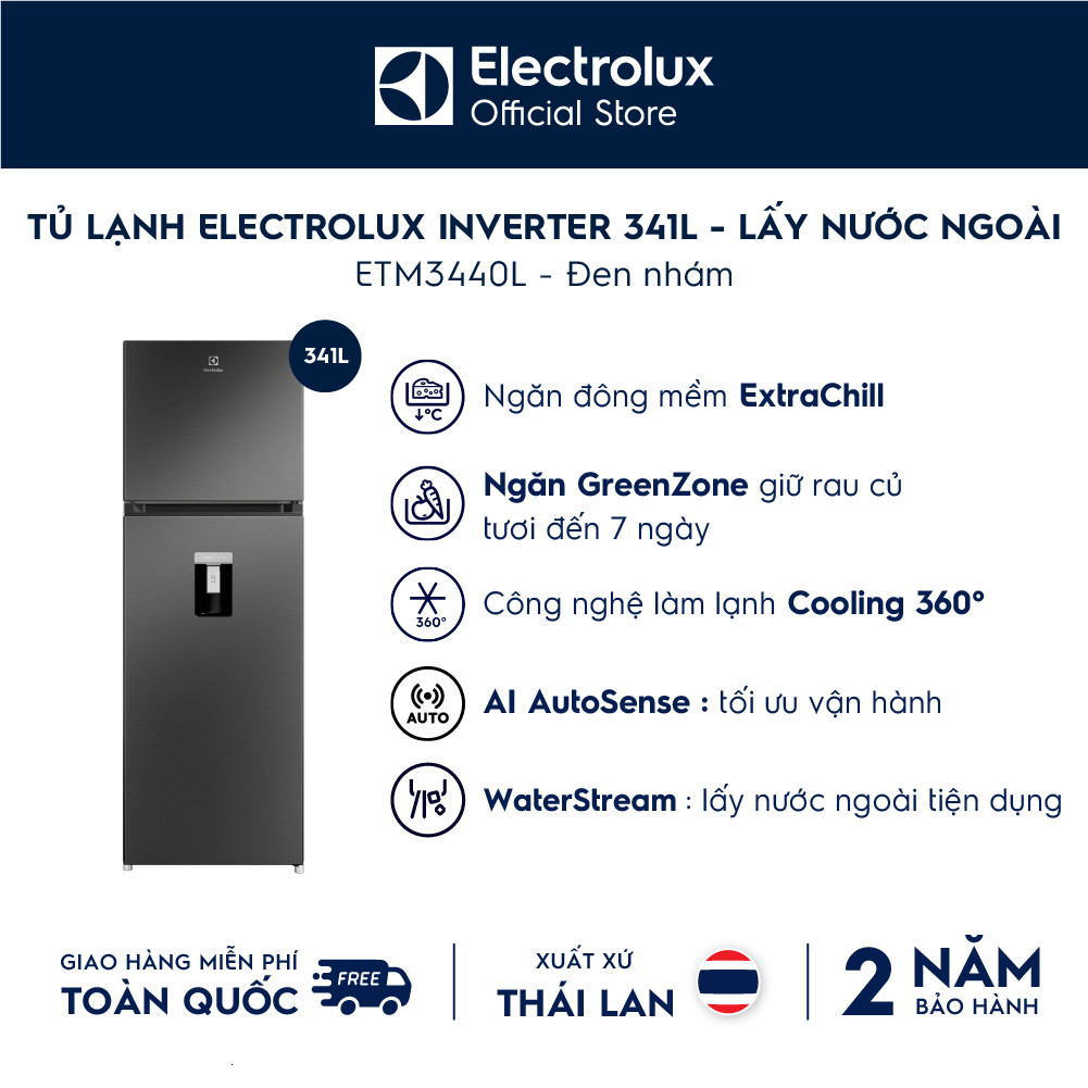 ( Free giao hàng - Tủ lạnh Electrolux AI ngăn đá trên 341L Series 700 ETM3440L-B - AI Autosense, Lấy