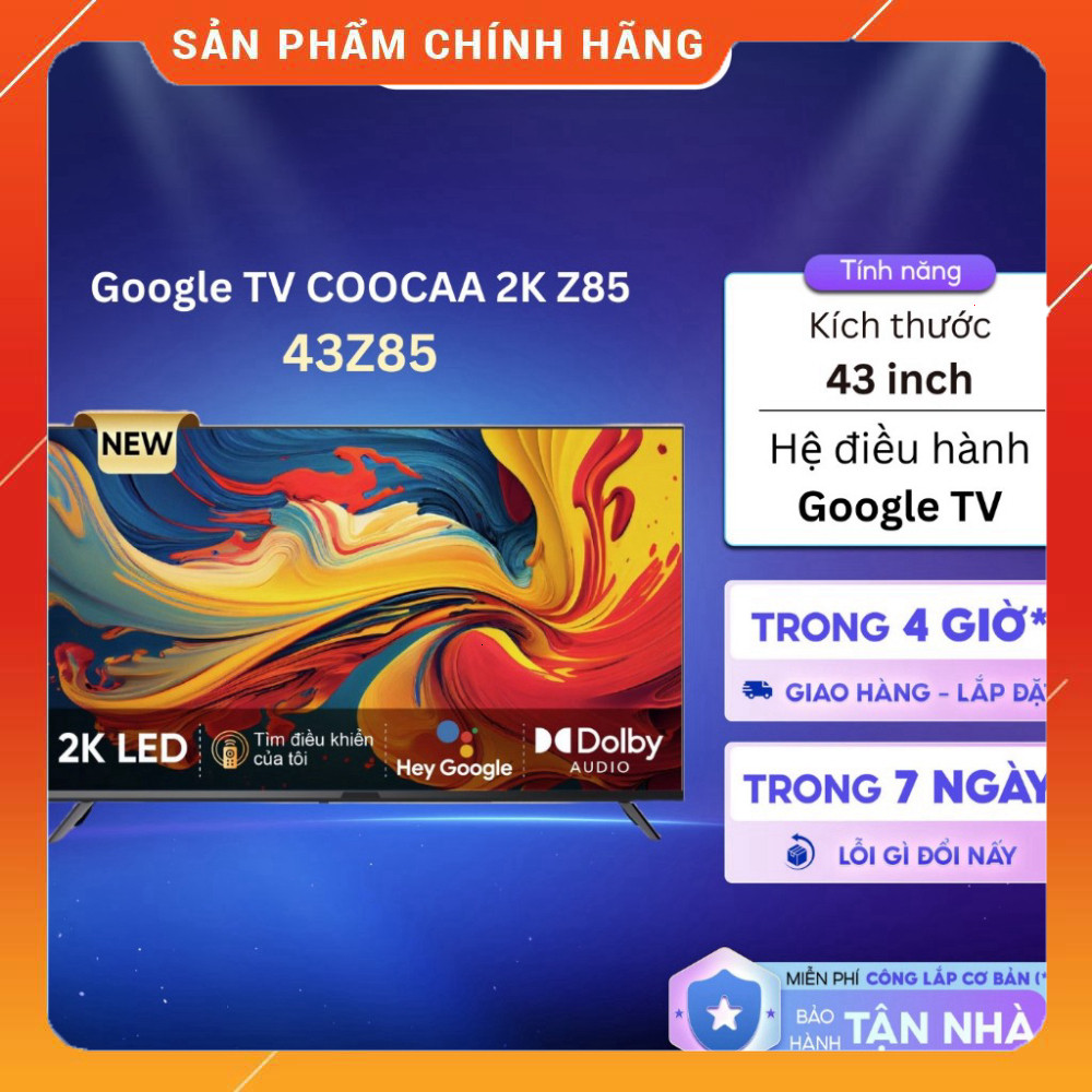Sale  Tivi Google TV COOCAA 43 inch 4K Hỗ Trợ Wi-Fi Giữ Nhiệt Màu Cho Phòng Khách Đẹp Miễn phí lắp đ