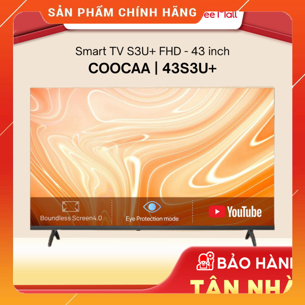 Sale  Máy Tivi COOCAA 43 Inch 43S3U+ Full HD 4K Chất Lượng Cao Cho Gia Đình Miễn phí lắp đặt.