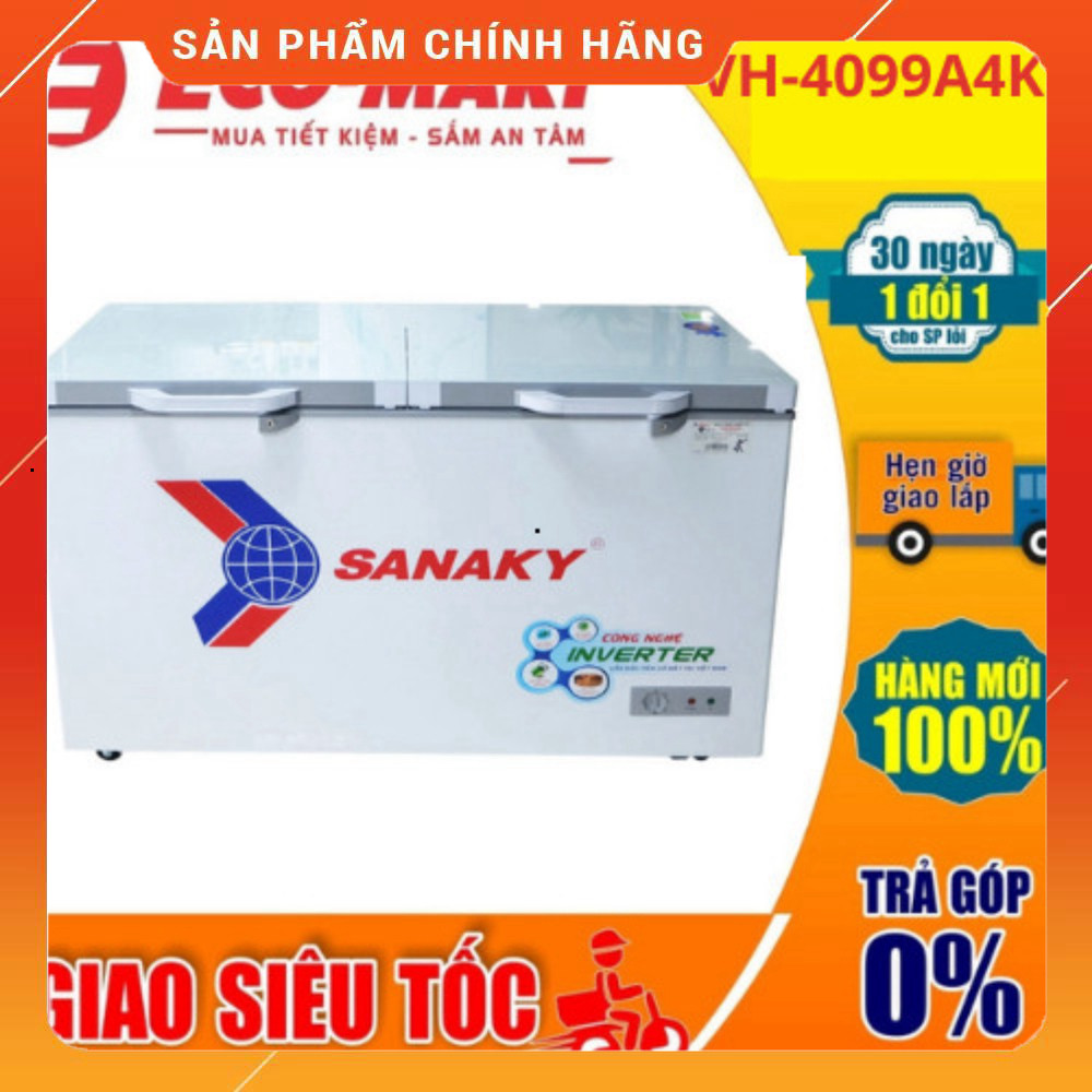 Sale Tủ Đông Sanaky Inverter VH-VH-4099A4K 4099L Mặt Kính Cường Lực Preserves numeric spec (4099L), 
