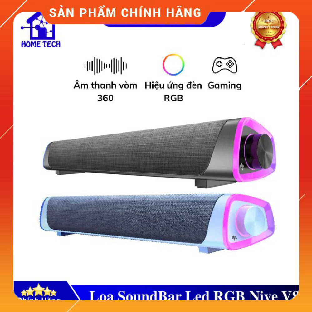 Sale Loa Soundbar NIYE V8 RGB Tùy ChọnBluetooth/AUX, Âm Thanh Hài Hoá Miễn phí lắp đặt.