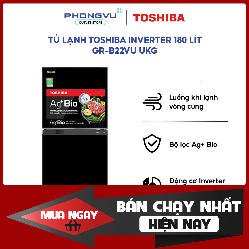 Tủ Lạnh Toshiba GR-B22VU(UKG) 180L Ngăn Đá Trên Hẹn Giờ Mềm Khử Mùi 24T