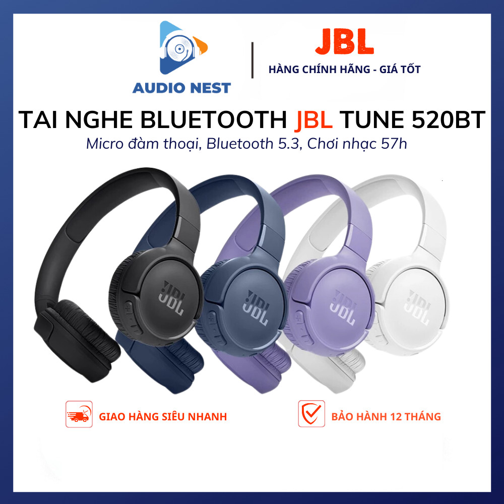 Tai Nghe Chụp Tai Bluetooth JBL Tune 520BT  Chính Hãng - Bảo Hành 12 Tháng.