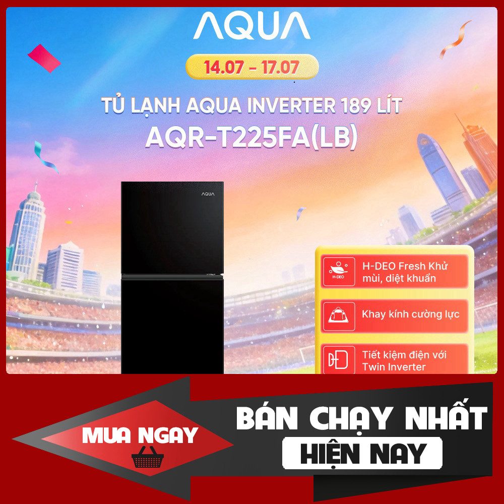 Tủ Lạnh Aqua Inverter AQR-T225FA(LB) 189L Ngăn Đông Bảo Hành 2 Năm