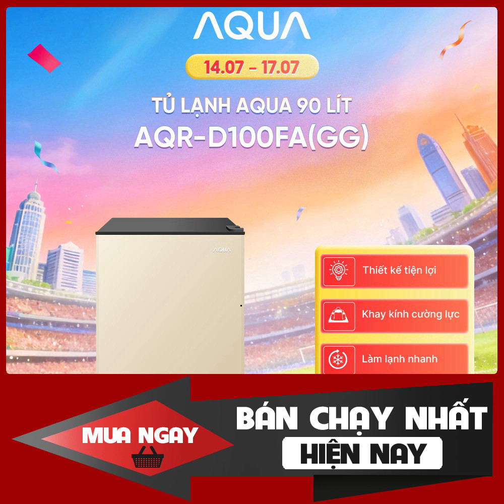 Tủ Lạnh Aqua 90L AQR-D100FA(GG) Màu Be Bảo Hành 2 Năm