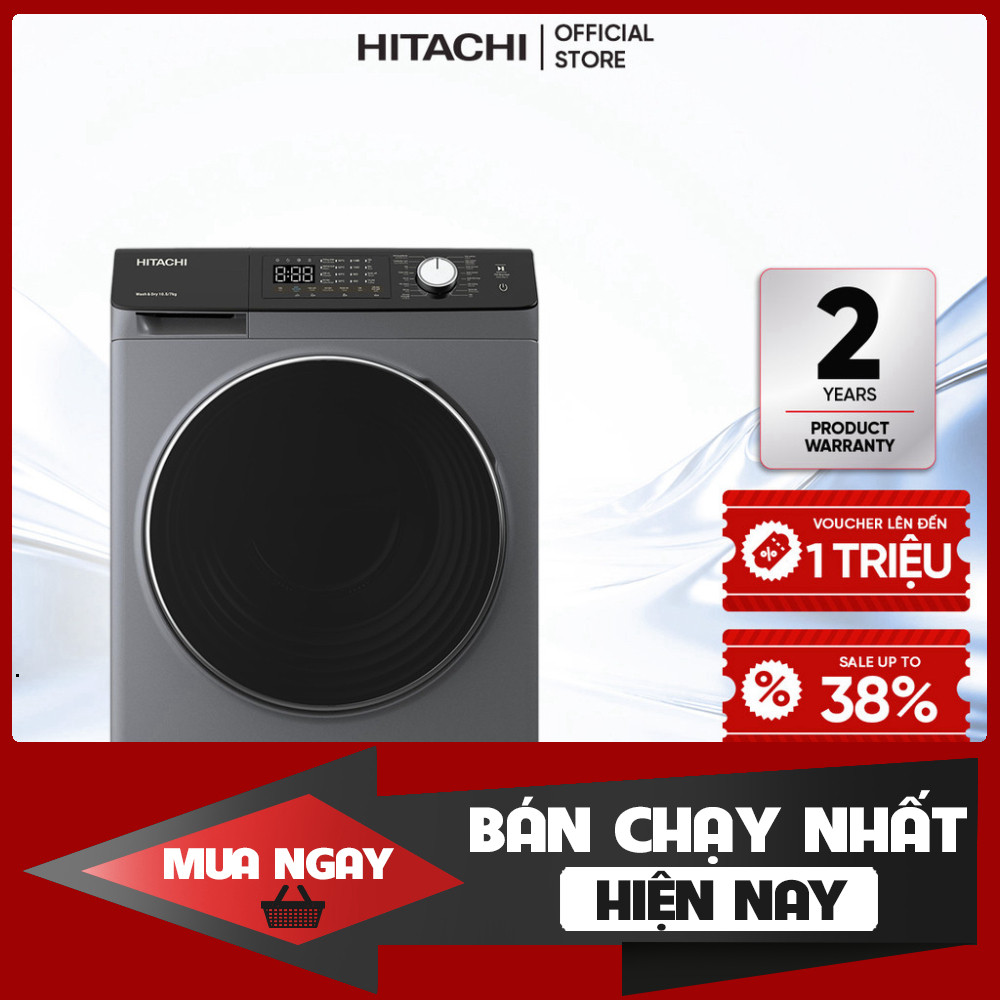 Máy Giặt Sấy Hitachi BD-D1054HVOS 10.5kg 7kg Giặt Nóng Chống Nhăn