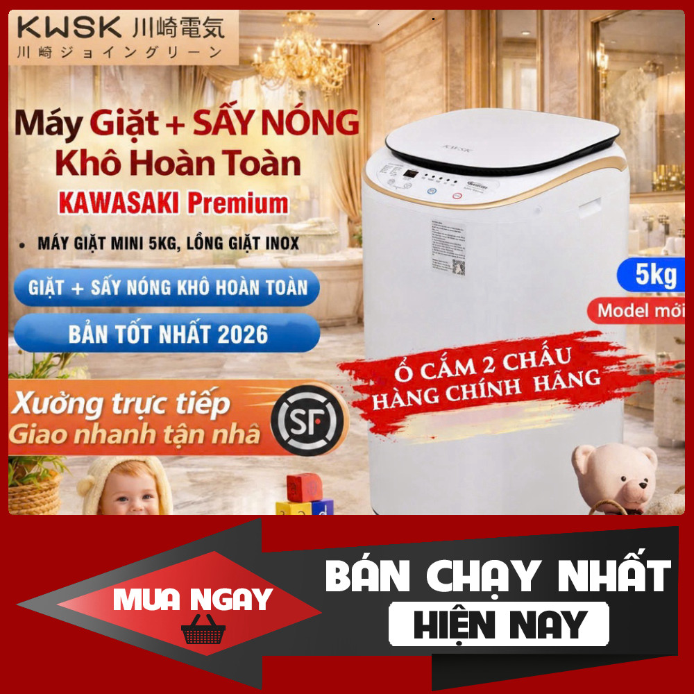 Máy Giặt Mini PVL - Kawasak 10 Chức Năng Giặt Giảm 90% Điện Nước
