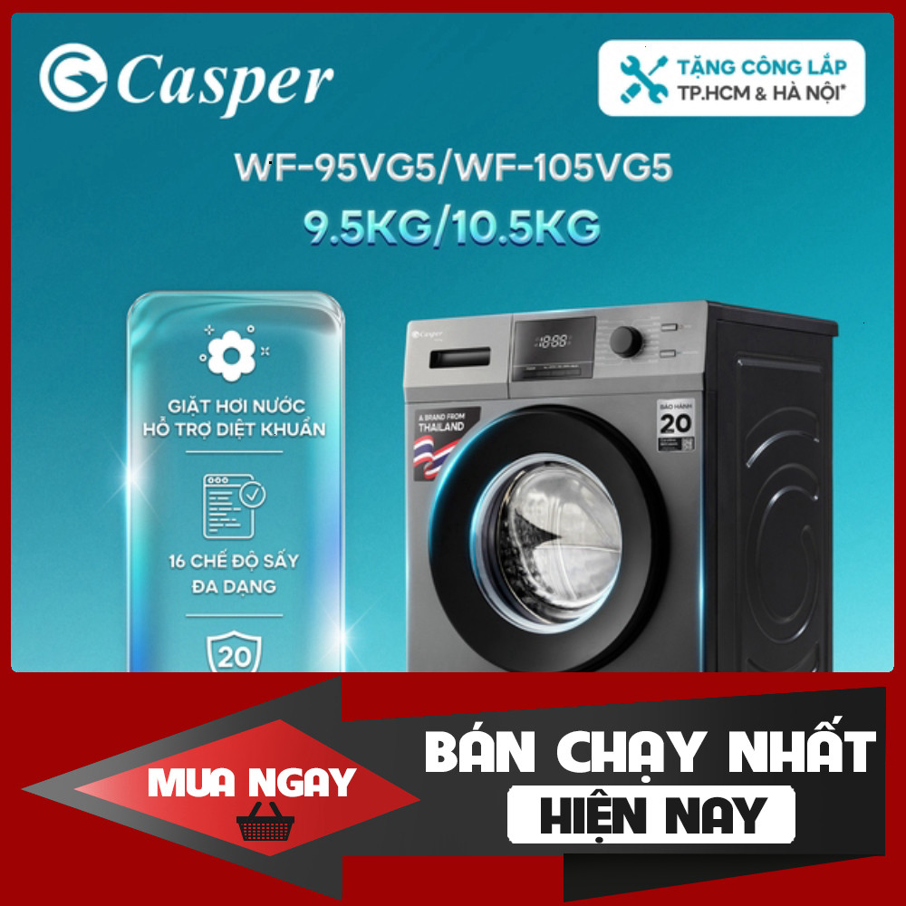 Máy Giặt Ngang 9.5kg 10.5kg - Cửa Lớn Inverter Casper WF-95VG5 WF-105VG5 Chất Lượng Cao