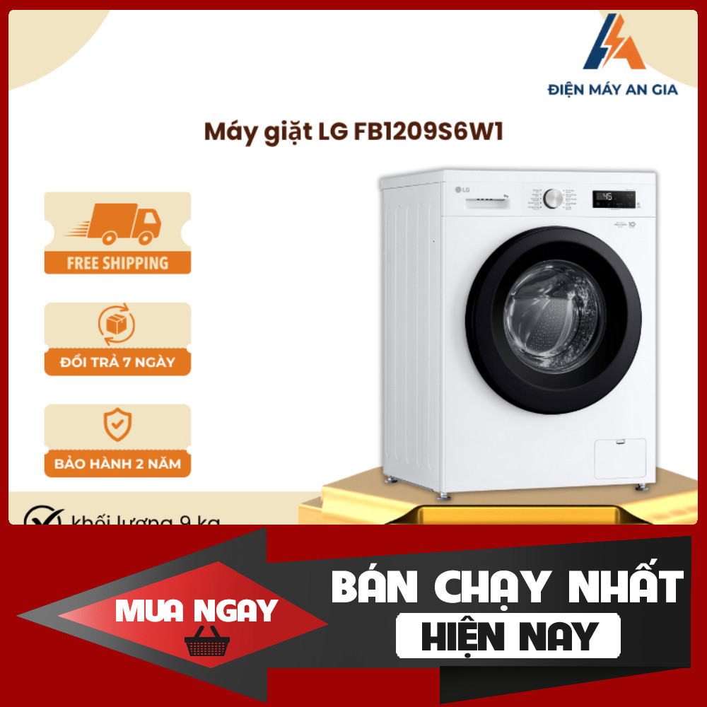 LG Máy Giặt Inverter 9kg FB1209S6W1 Trực Tiếp Tích Hợp Màn LED